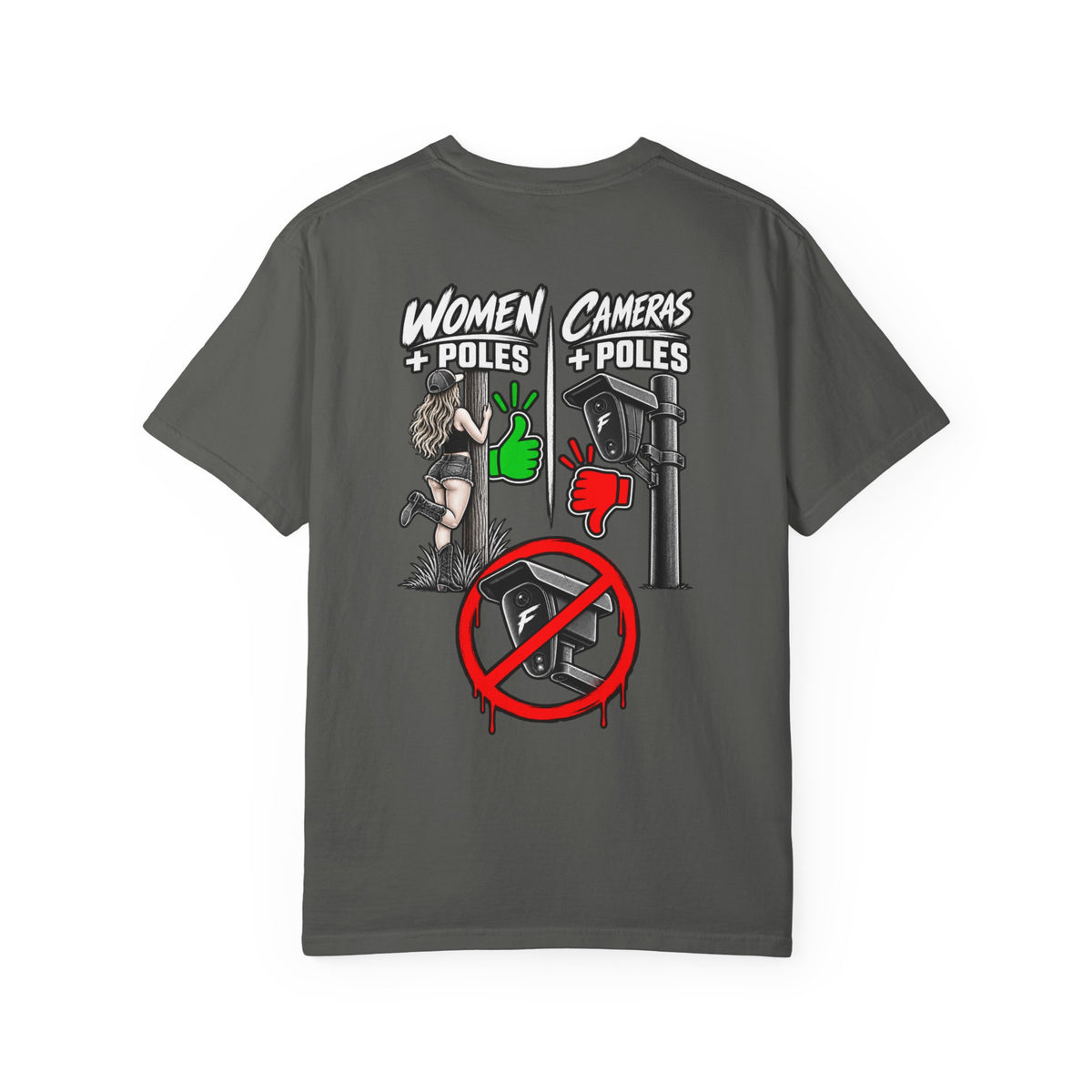 “Women + Poles, Cameras + Poles”  Back Graphic