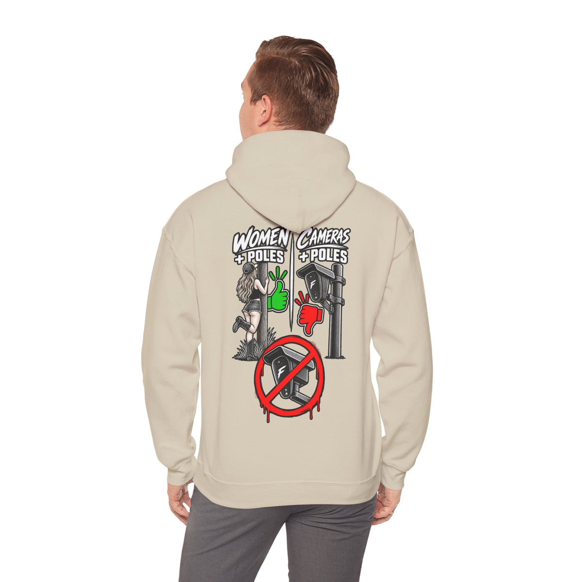 Pole Dancers vs. Photographers Hoodie — Women + Poles Design, No Cameras Allowed