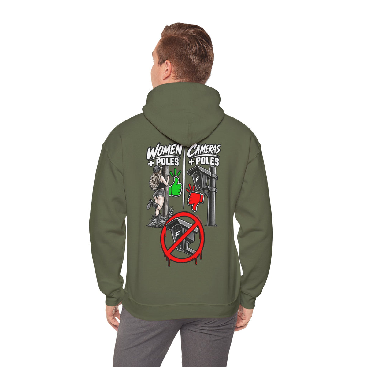 Pole Dancers vs. Photographers Hoodie — Women + Poles Design, No Cameras Allowed