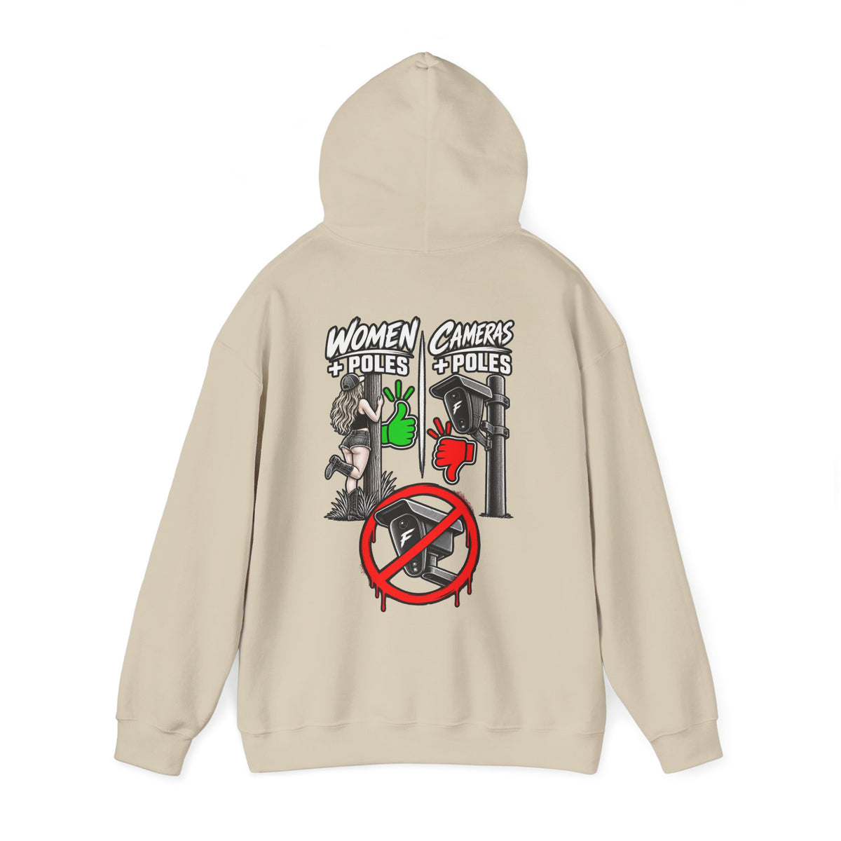 Pole Dancers vs. Photographers Hoodie — Women + Poles Design, No Cameras Allowed