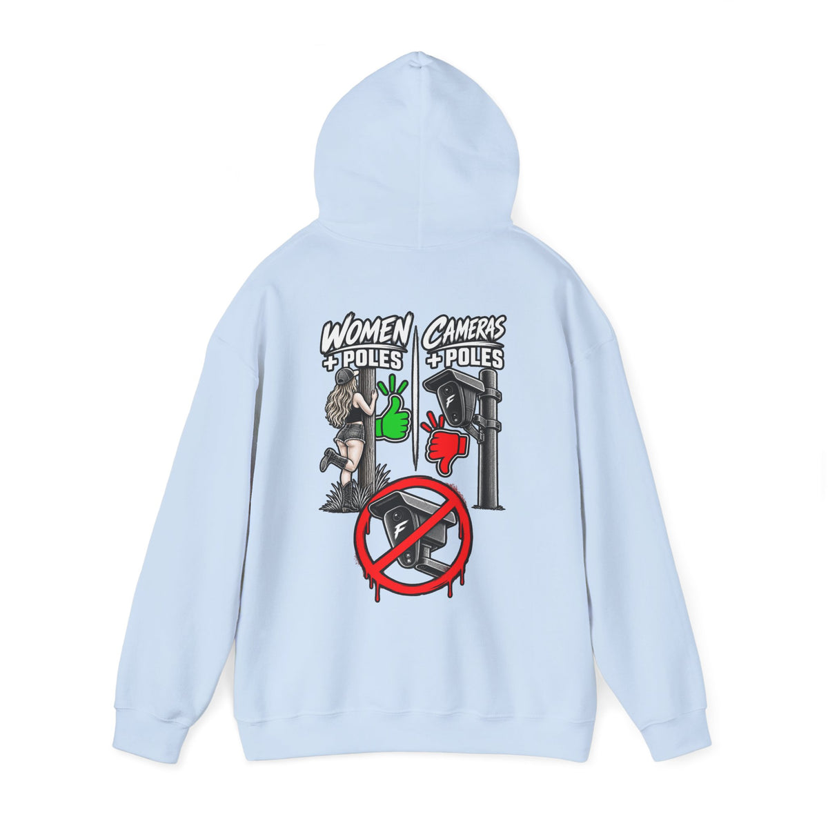 Pole Dancers vs. Photographers Hoodie — Women + Poles Design, No Cameras Allowed