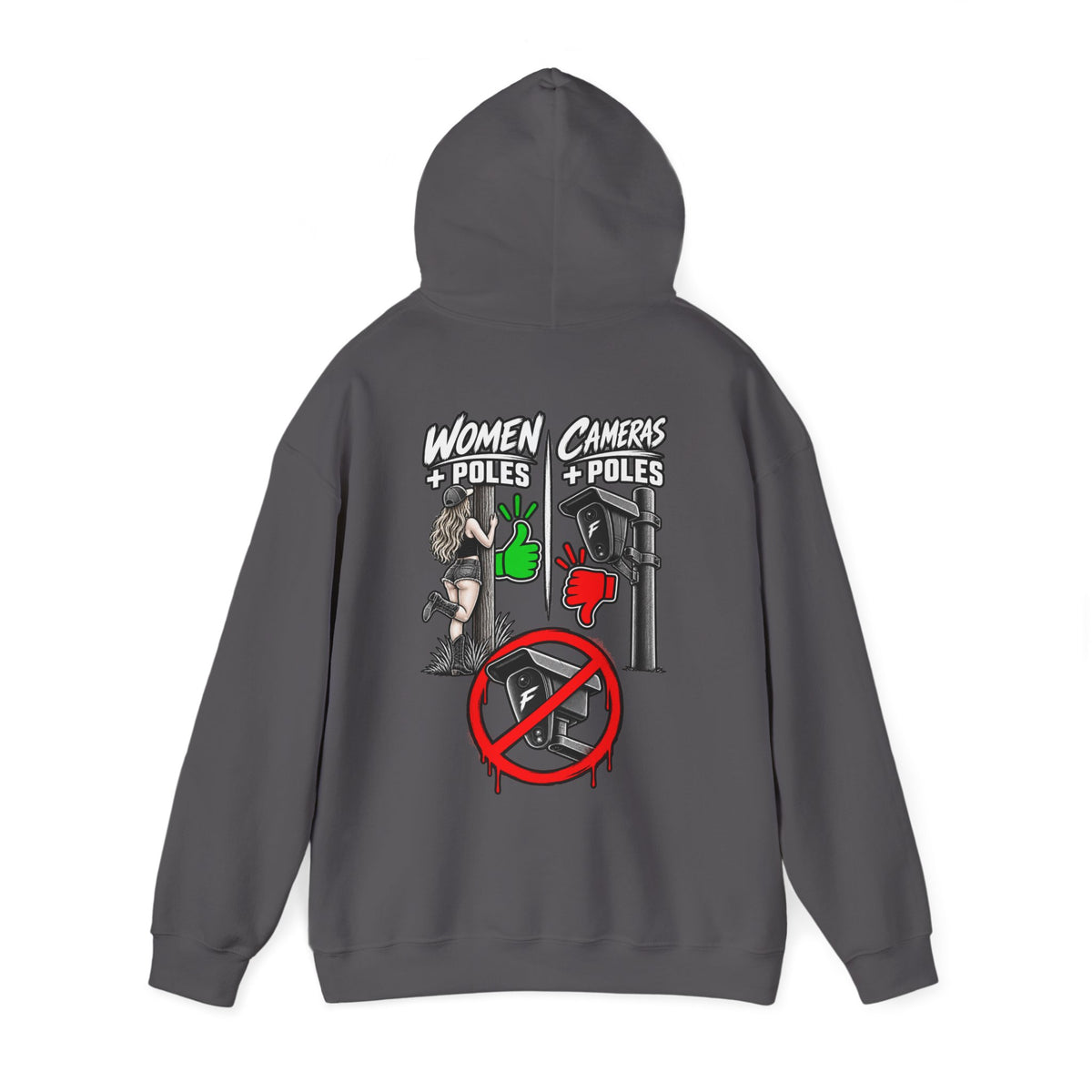 Pole Dancers vs. Photographers Hoodie — Women + Poles Design, No Cameras Allowed