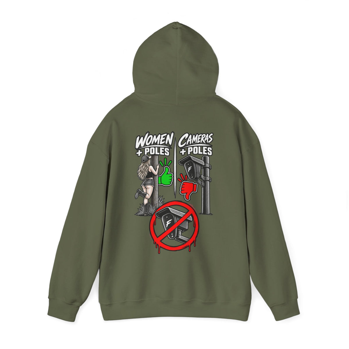 Pole Dancers vs. Photographers Hoodie — Women + Poles Design, No Cameras Allowed