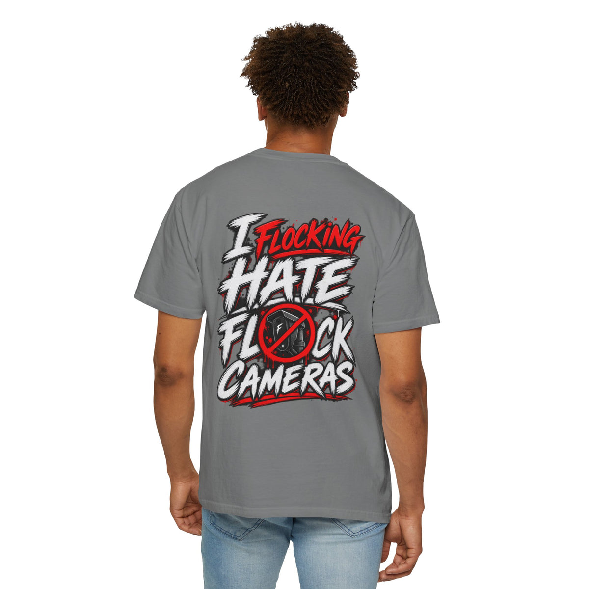 I Flocking Hate Flock Cameras Back Graphic