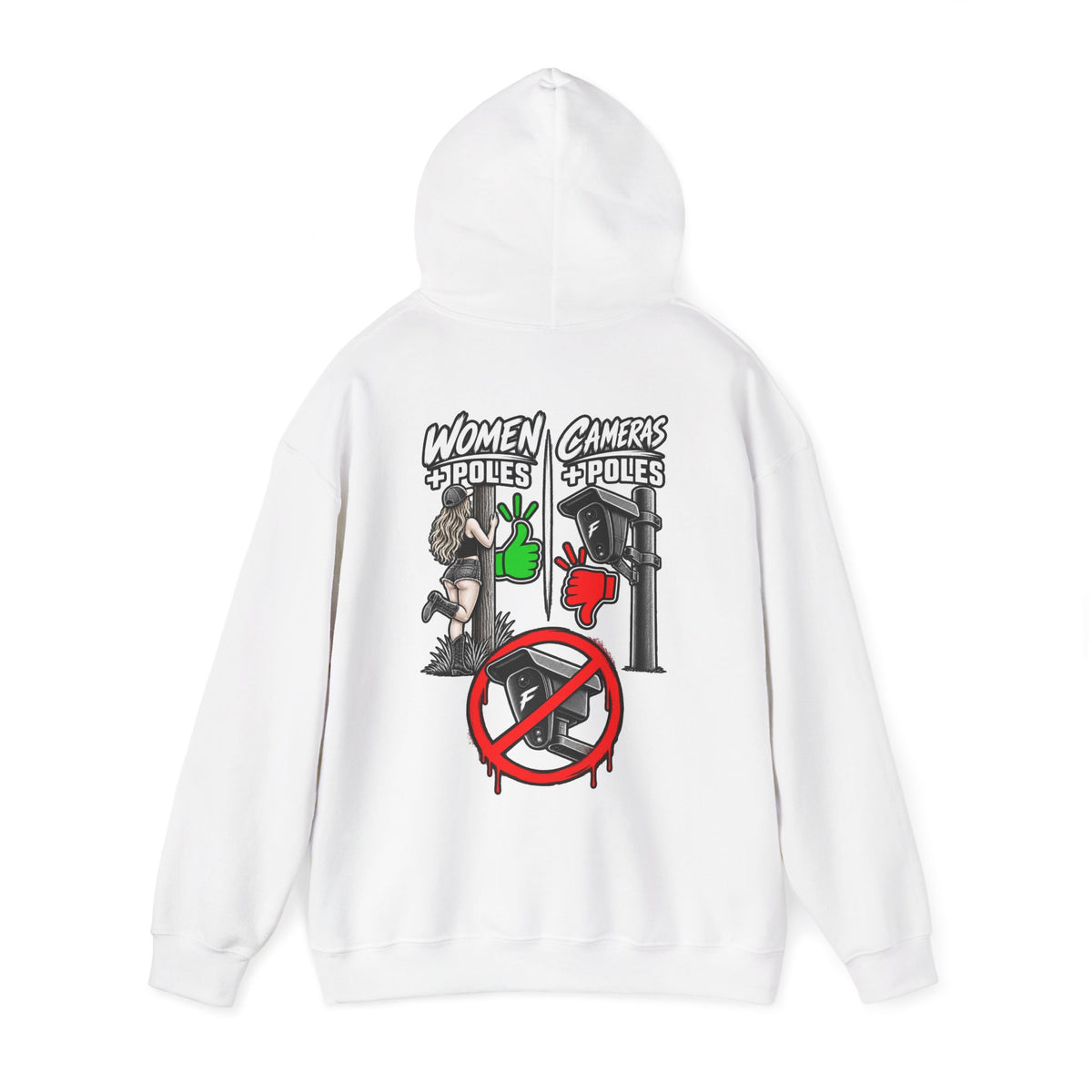 Pole Dancers vs. Photographers Hoodie — Women + Poles Design, No Cameras Allowed