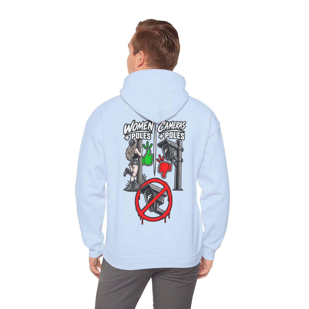 Pole Dancers vs. Photographers Hoodie — Women + Poles Design, No Cameras Allowed