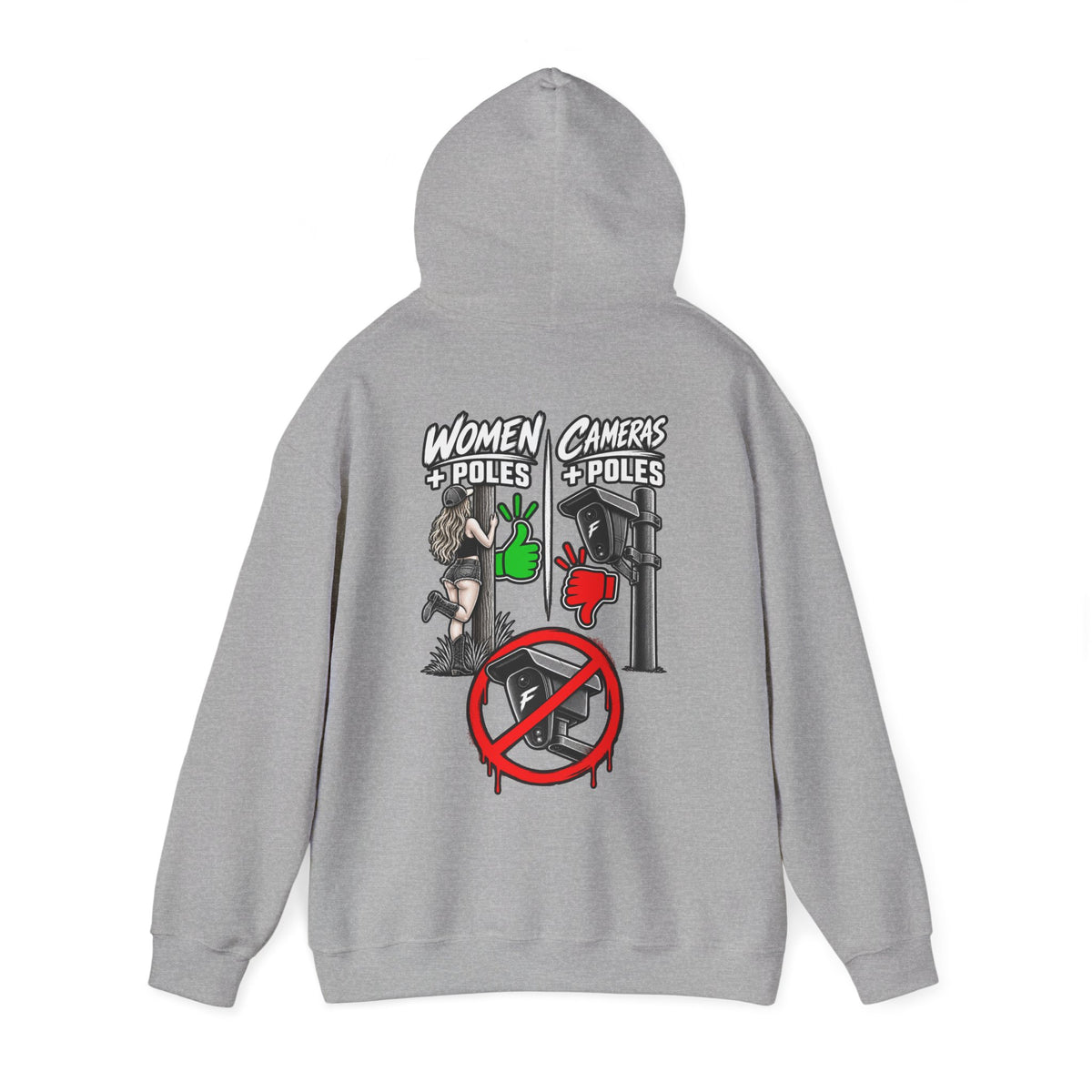 Pole Dancers vs. Photographers Hoodie — Women + Poles Design, No Cameras Allowed