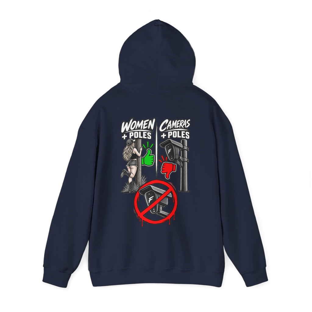 Pole Dancers vs. Photographers Hoodie — Women + Poles Design, No Cameras Allowed
