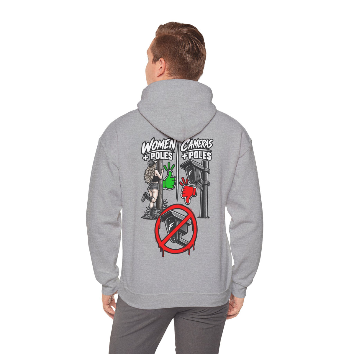 Pole Dancers vs. Photographers Hoodie — Women + Poles Design, No Cameras Allowed